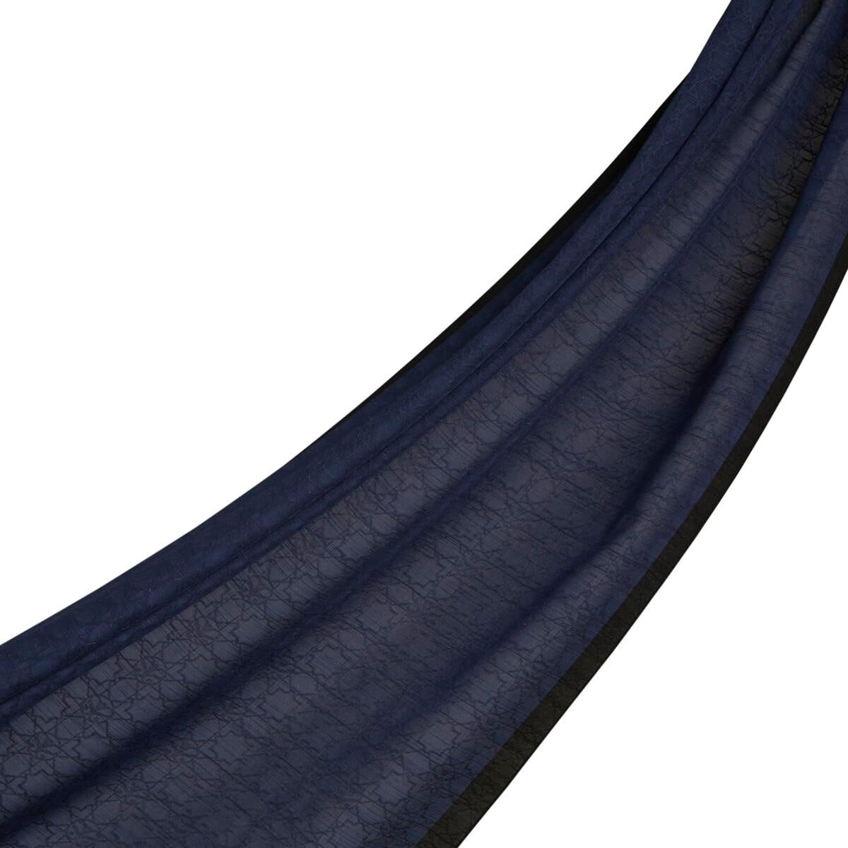 İpekevi Dört Mevsim Monogram Desen Şal 04356-Lacivert