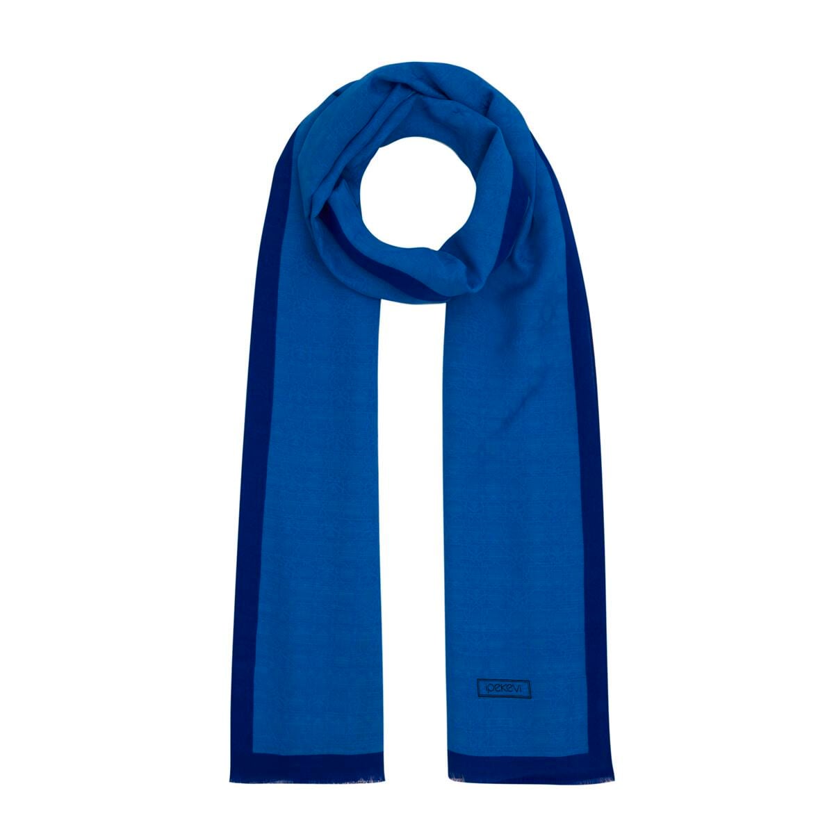 İpekevi Dört Mevsim Monogram Desen Şal 04356-Saks Mavi