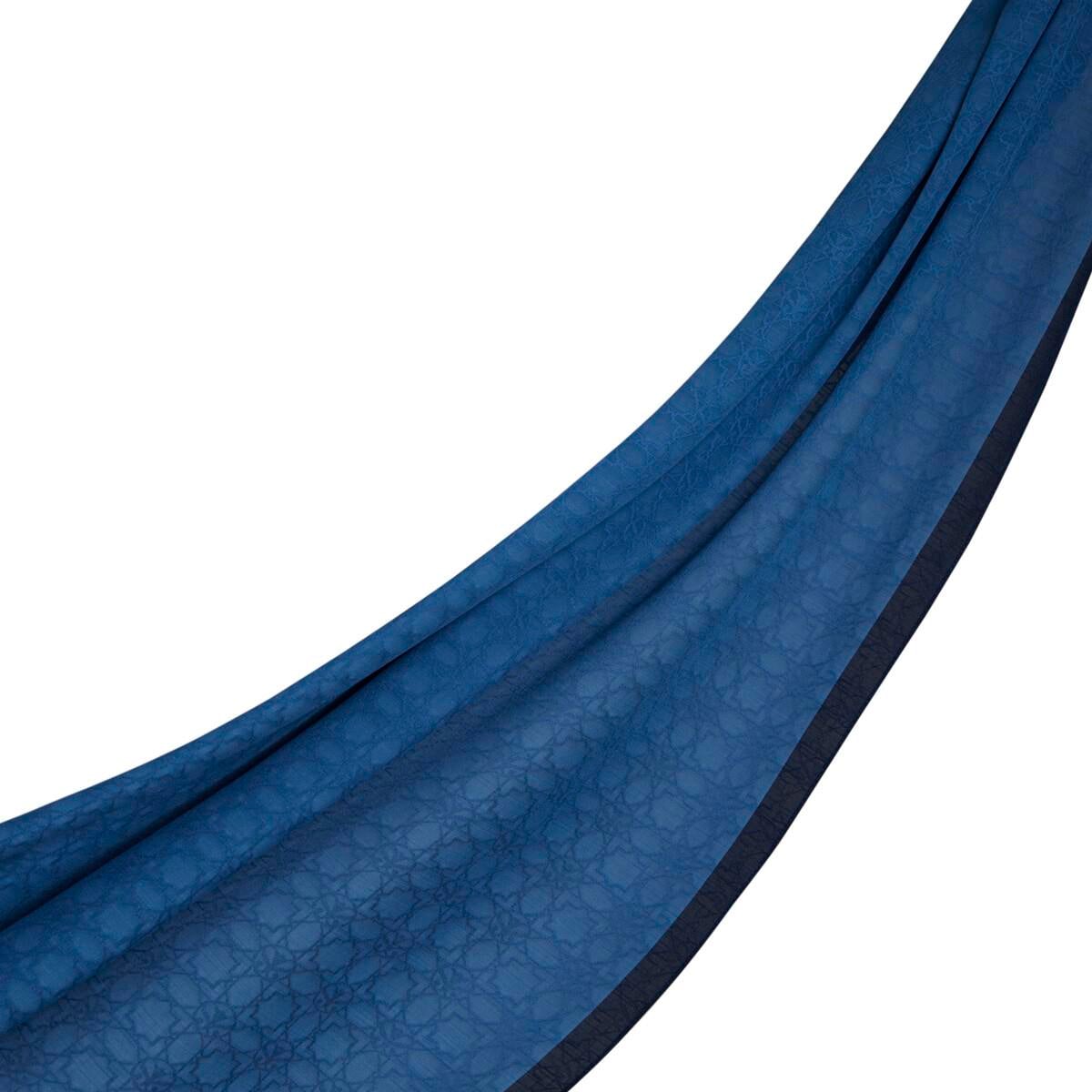İpekevi Dört Mevsim Monogram Desen Şal 04356-Mavi