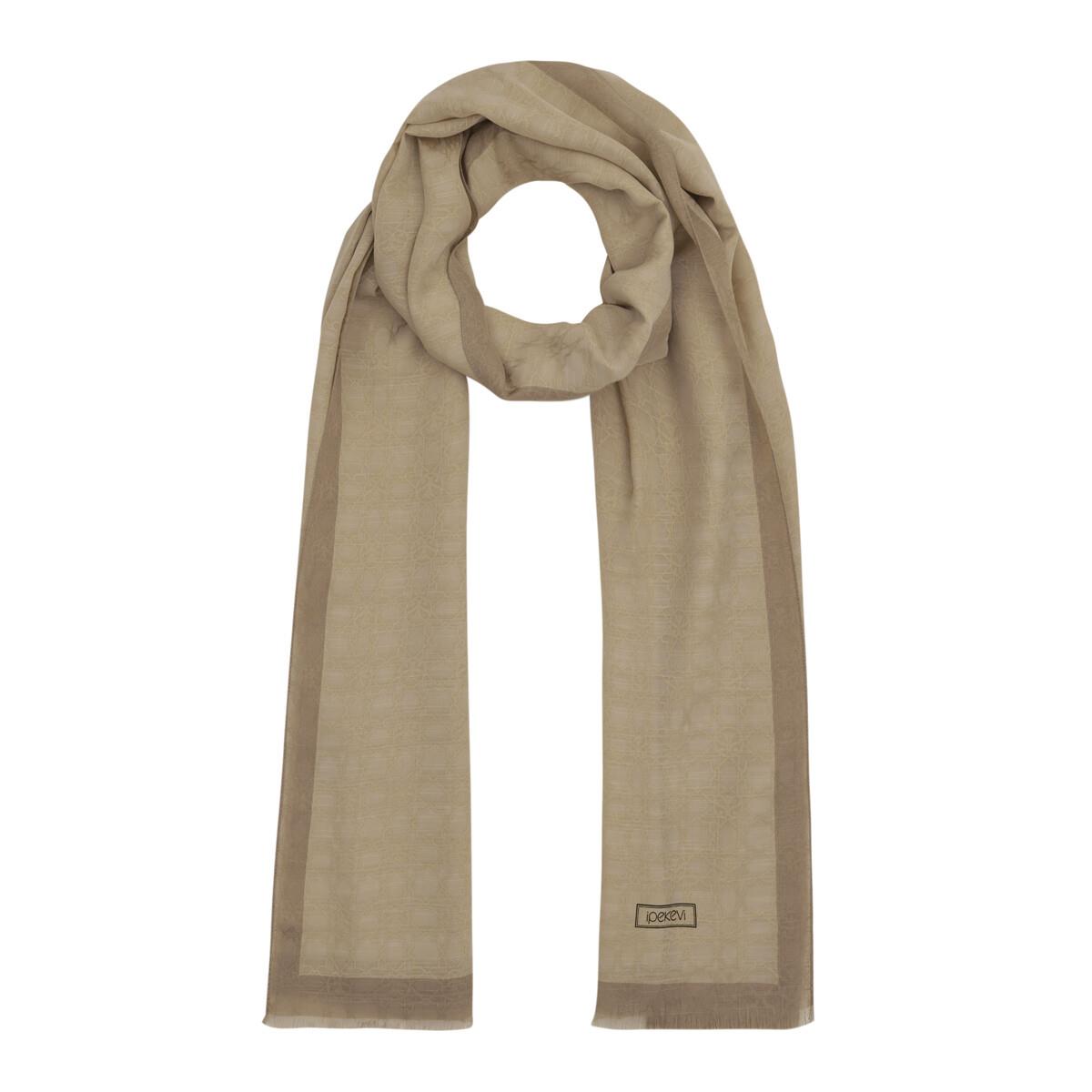 İpekevi Dört Mevsim Monogram Desen Şal 04356-Camel