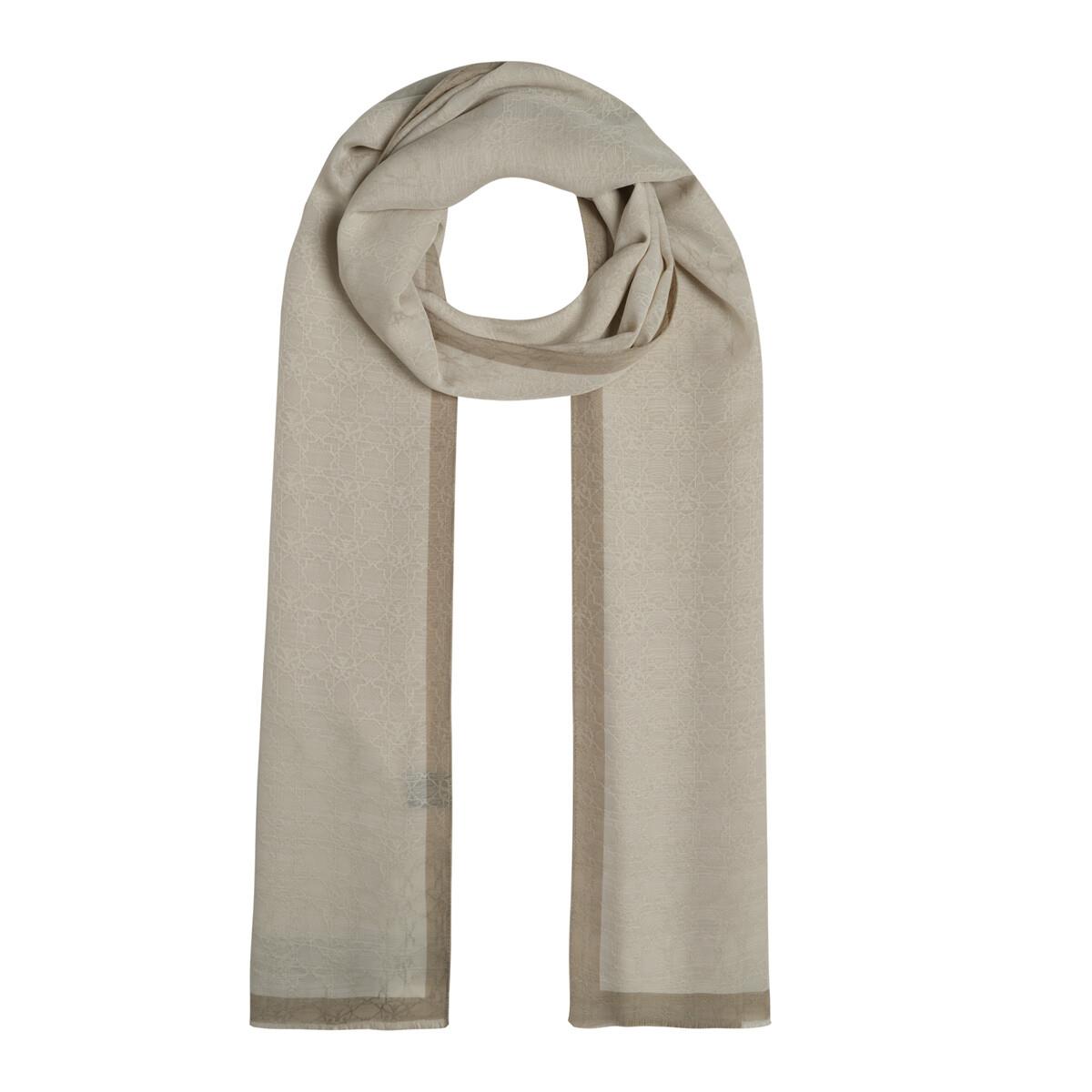 İpekevi Dört Mevsim Monogram Desen Şal 04356-Kum Beyazı