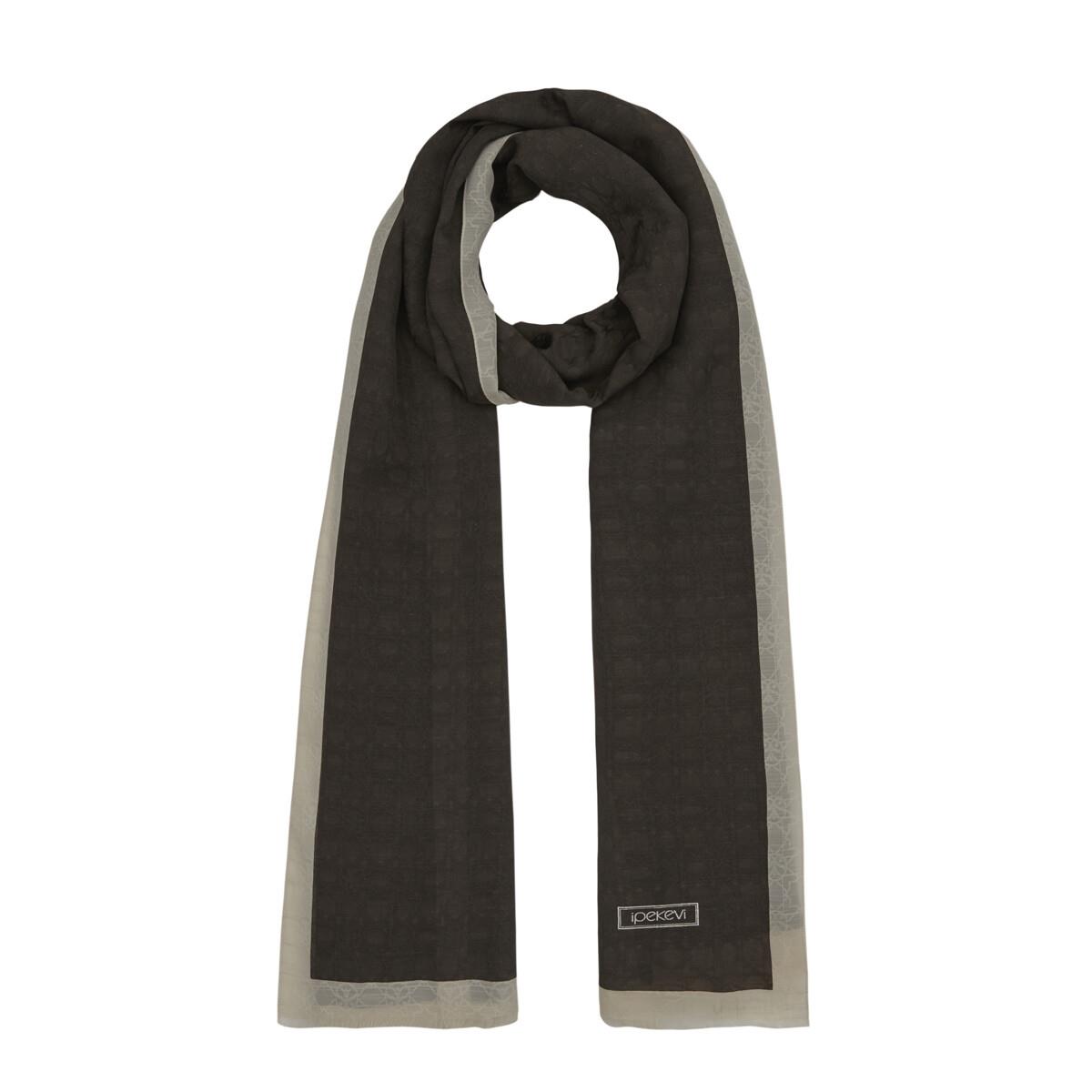 İpekevi Dört Mevsim Monogram Desen Şal 04356-Küllü Kahve