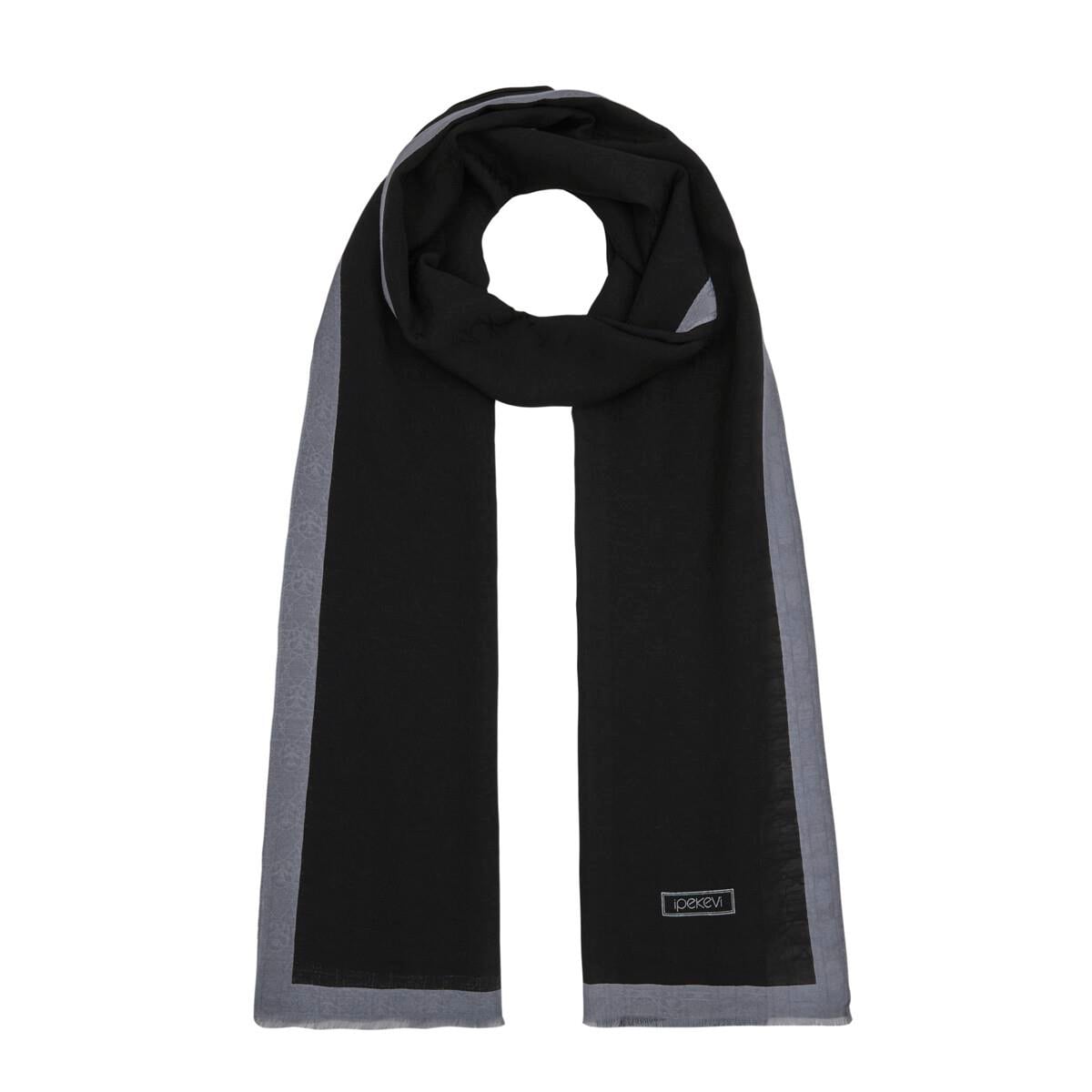 İpekevi Dört Mevsim Monogram Desen Şal 04356-Siyah Gri