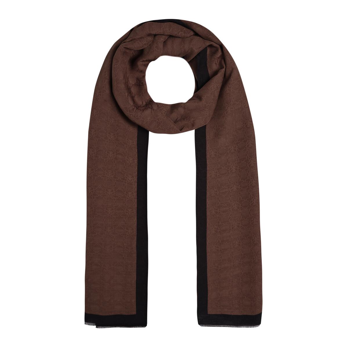 İpekevi Dört Mevsim Monogram Desen Şal 04356-Kahverengi
