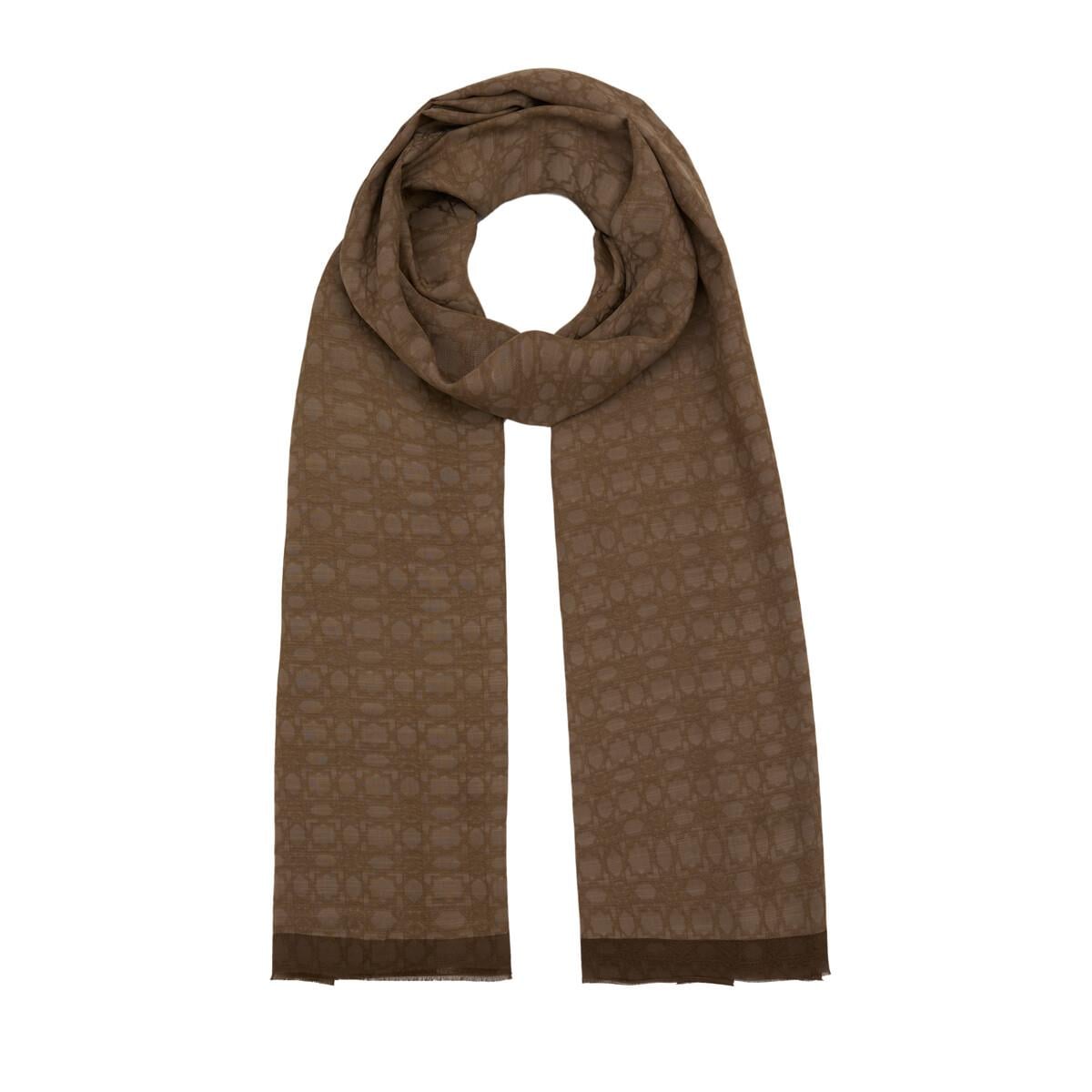 İpekevi Dört Mevsim Monogram Desen Şal 04356-Koyu Vizon