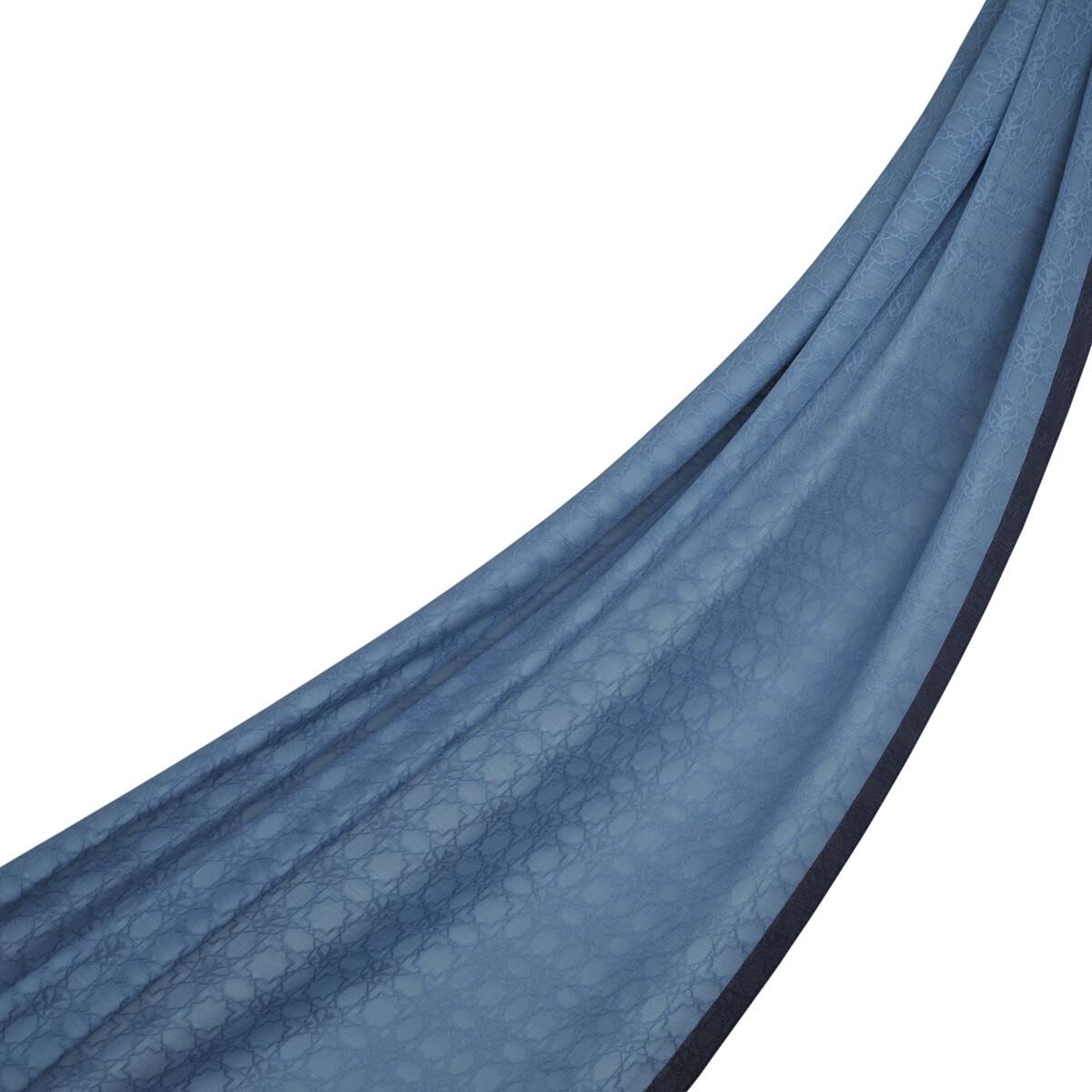 İpekevi Dört Mevsim Monogram Desen Şal 04356-İndigo