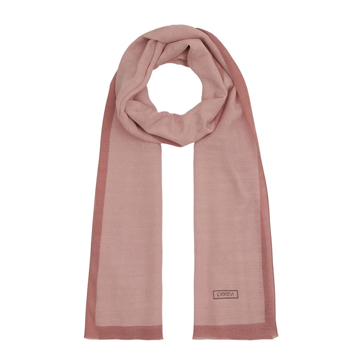 İpekevi Dört Mevsim Monogram Desen Şal 04356-Pudra Pembesi