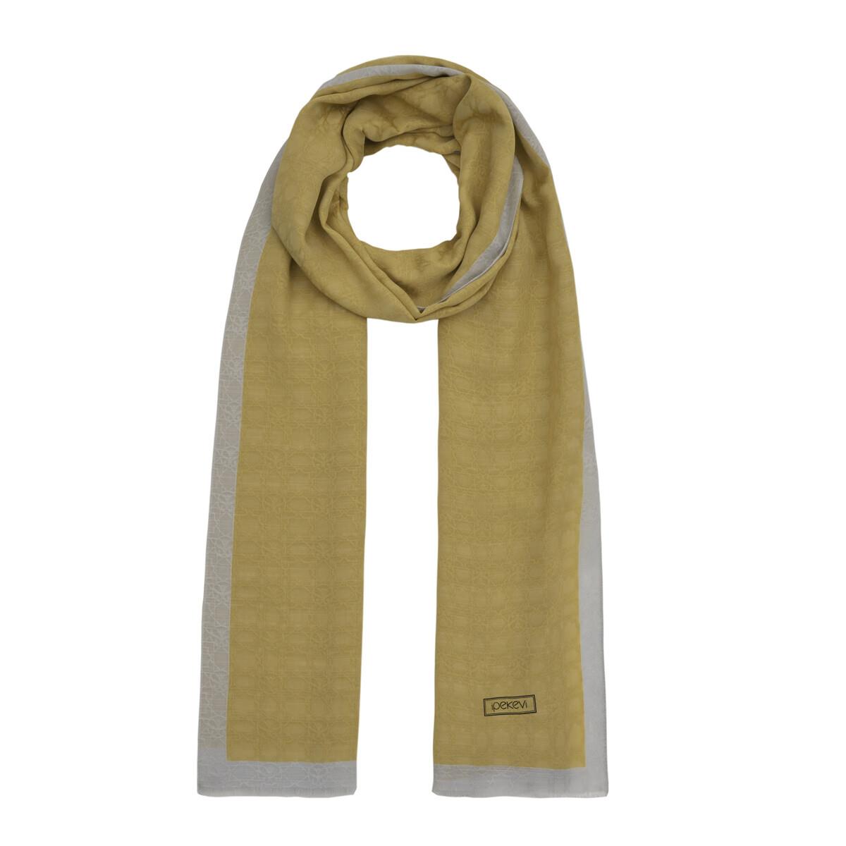 İpekevi Dört Mevsim Monogram Desen Şal 04356-Gold