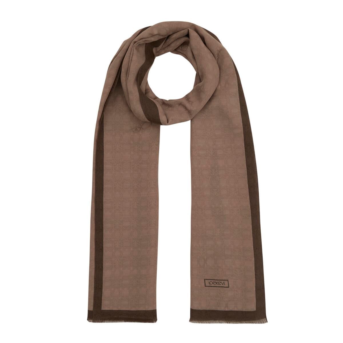 İpekevi Dört Mevsim Monogram Desen Şal 04356-Puslu Leylak