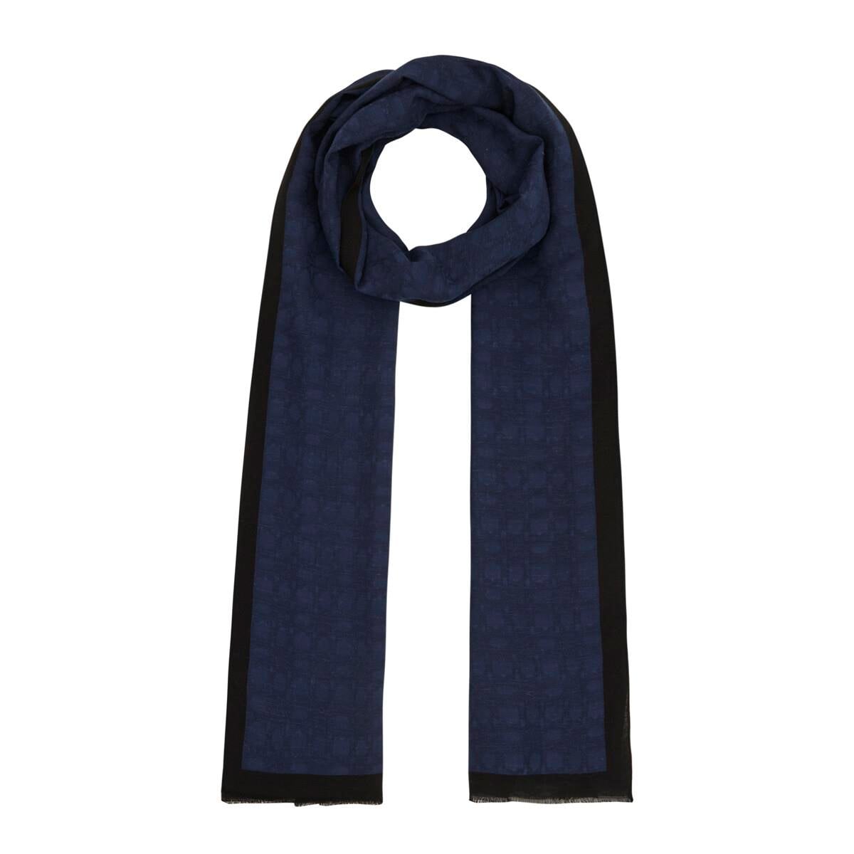 İpekevi Dört Mevsim Monogram Desen Şal 04356-Lacivert