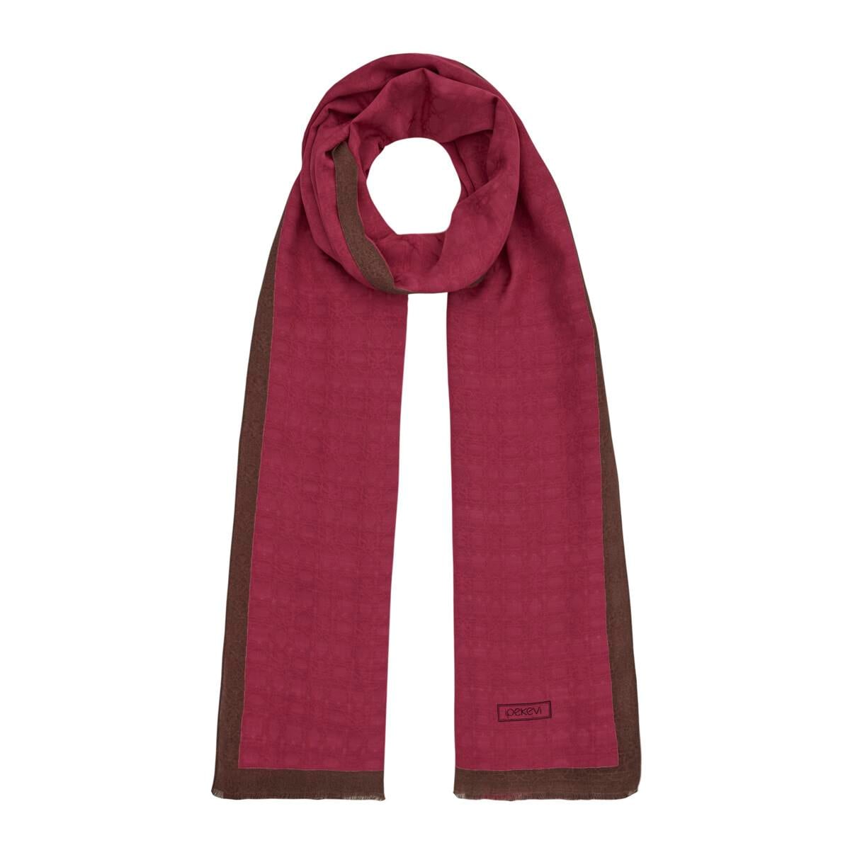 İpekevi Dört Mevsim Monogram Desen Şal 04356-Fuşya
