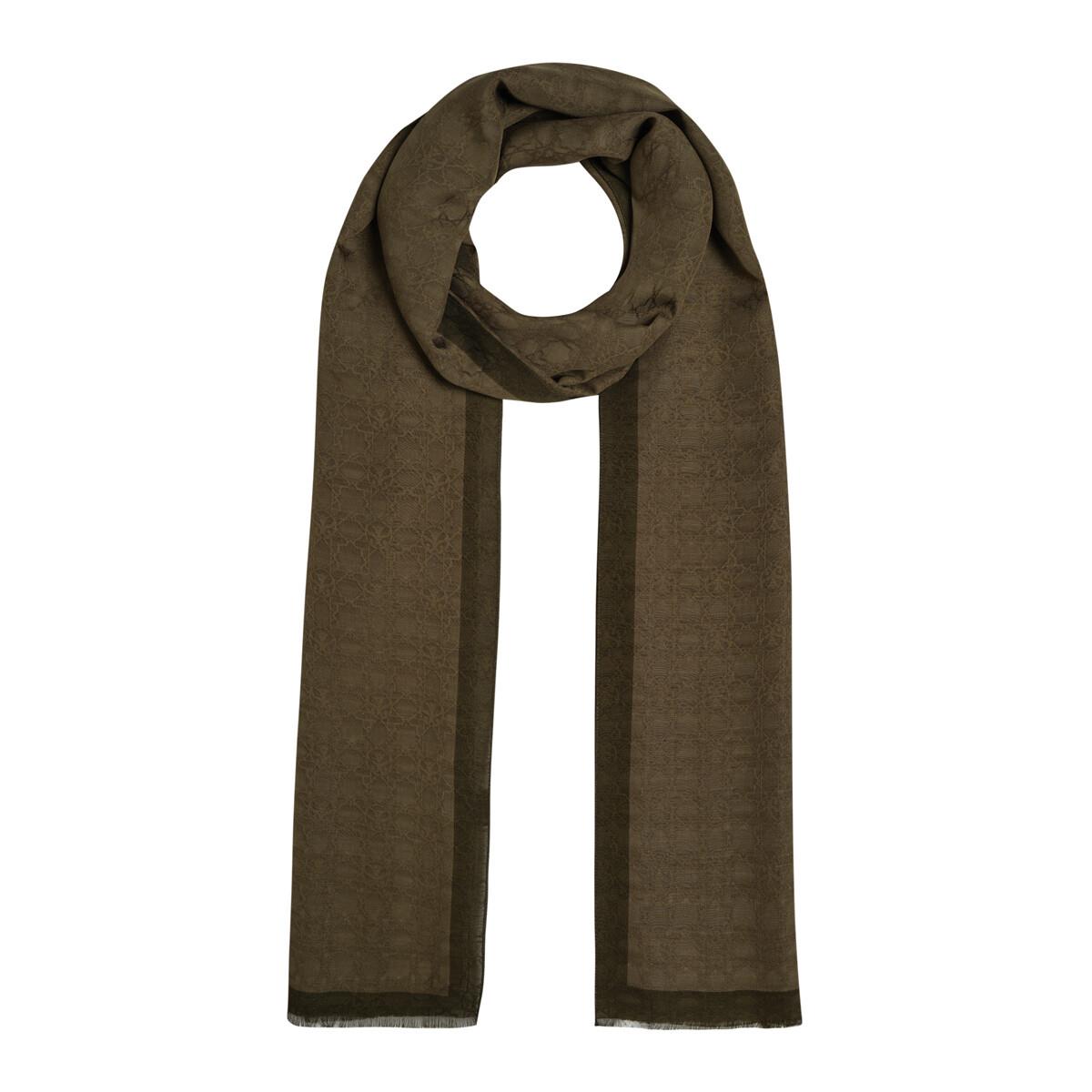 İpekevi Dört Mevsim Monogram Desen Şal 04356-Haki Yeşili