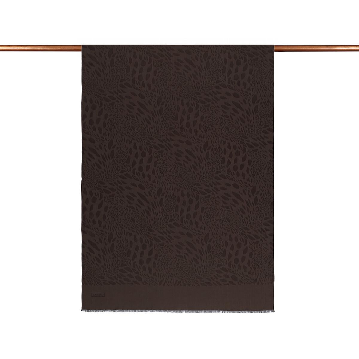 İpekevi Dört Mevsim Vahra Desenli Monogram Jakar Şal 04471-Acı Kahve