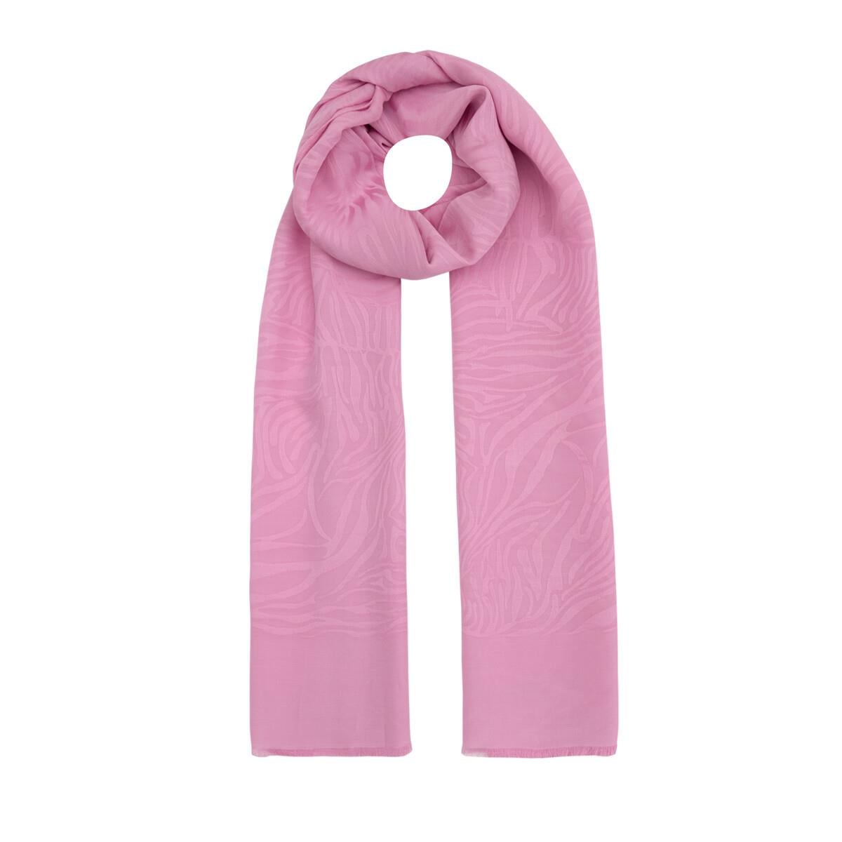İpekevi Dört Mevsim Zebra Desenli Monogram Jakar Şal 04473-Şeker Pembe