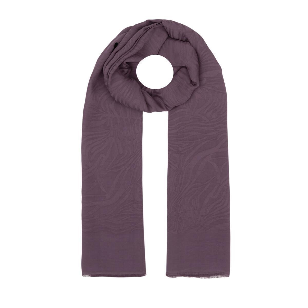İpekevi Dört Mevsim Zebra Desenli Monogram Jakar Şal 04473-İncir Moru