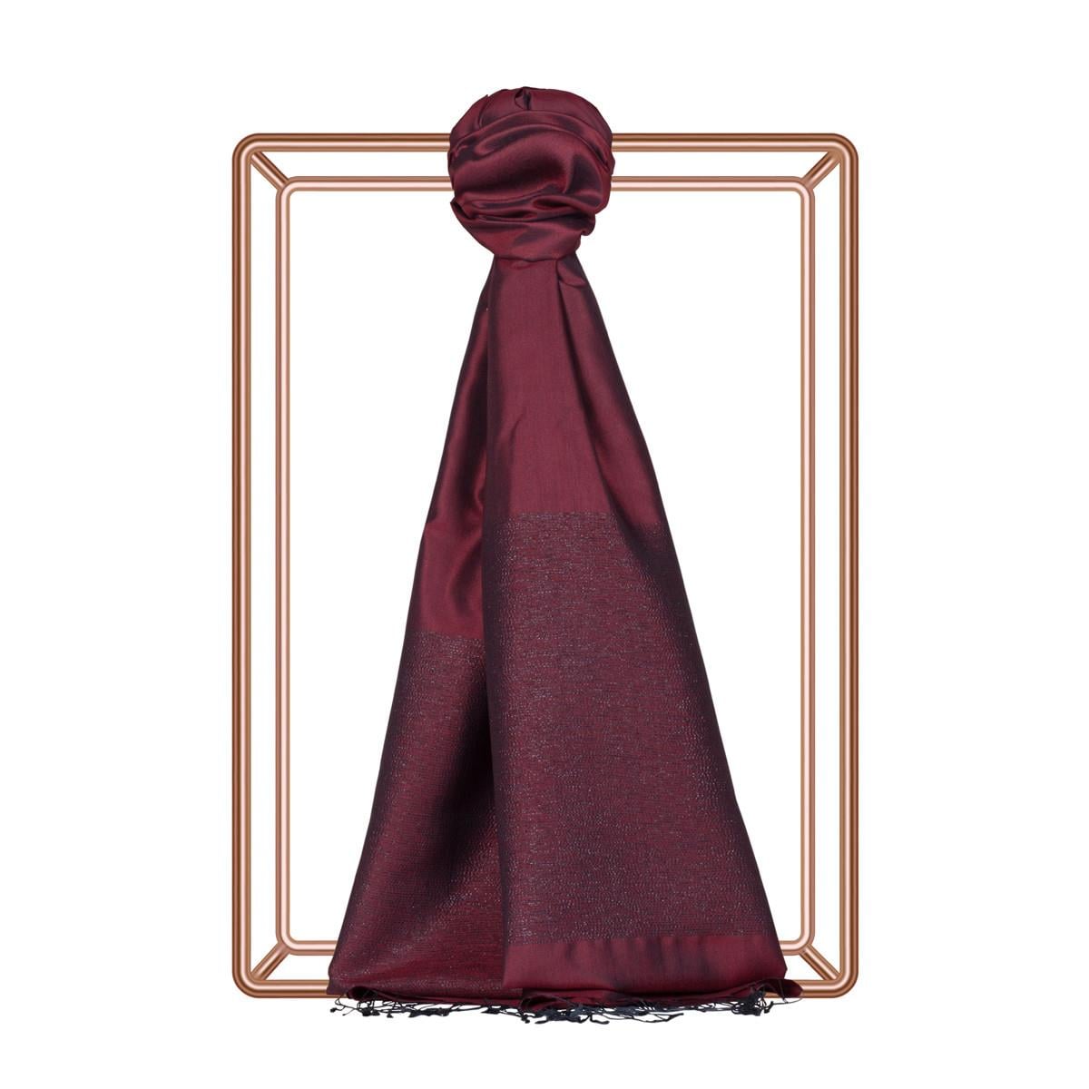 İpekevi Düşes Simli İpek Şal 04089-Burgundy