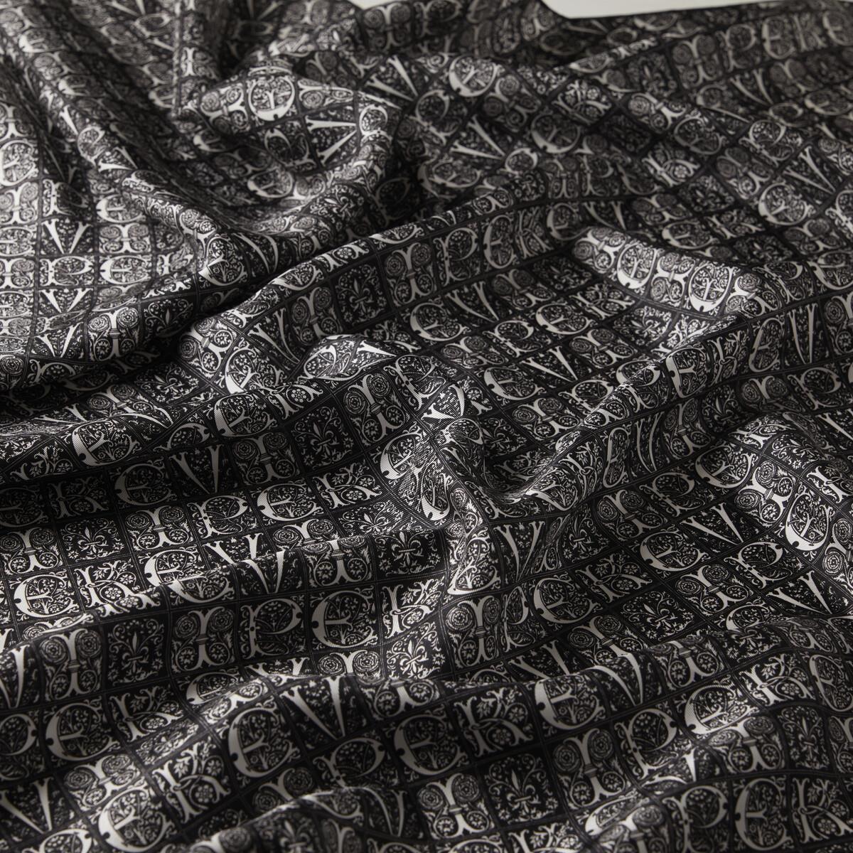 İpekevi Etnik Monogram Eşarp 01245-Siyah Beyaz