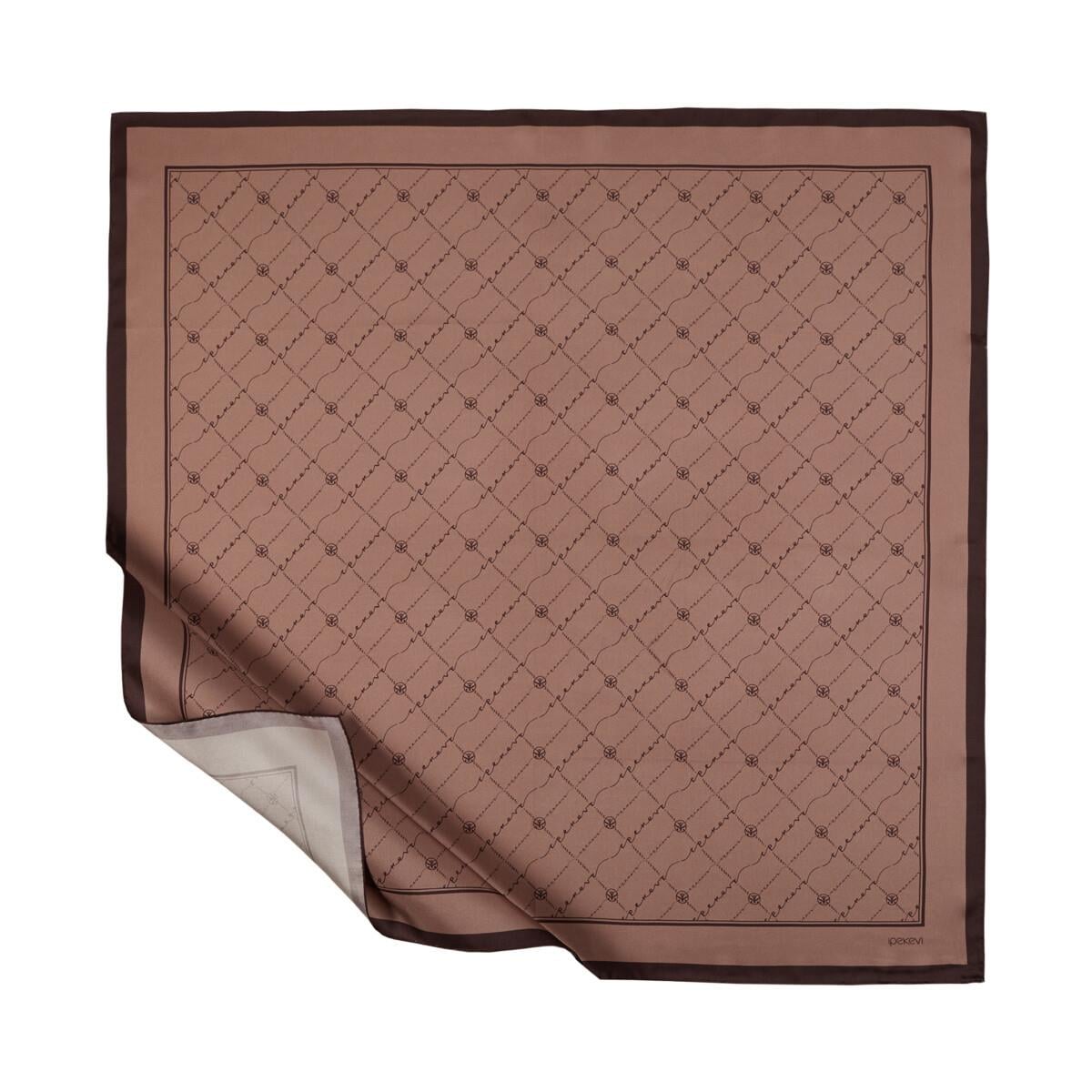 İpekevi İpek Monogram Tivil Eşarp 1141-Puslu Leylak