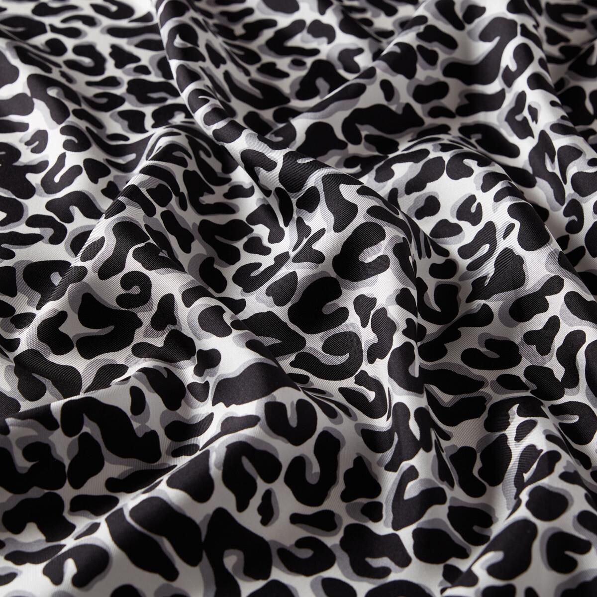 İpekevi Leopar Desenli İpek Eşarp 01164-Siyah