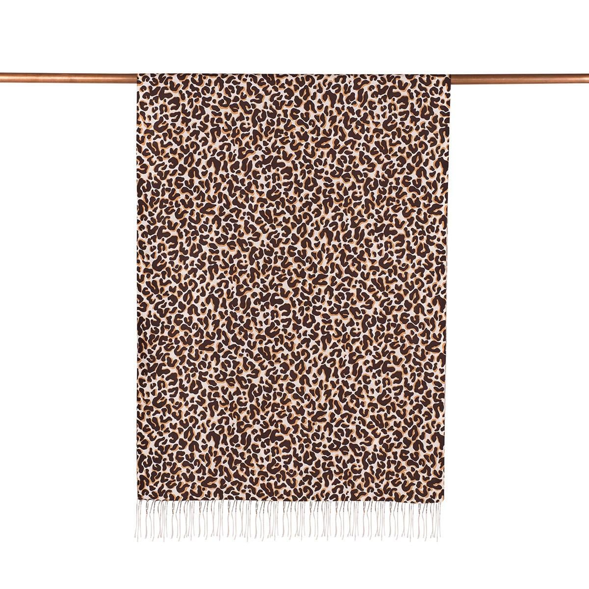 İpekevi Leopar Desenli İpek Şal 02452-Kahve