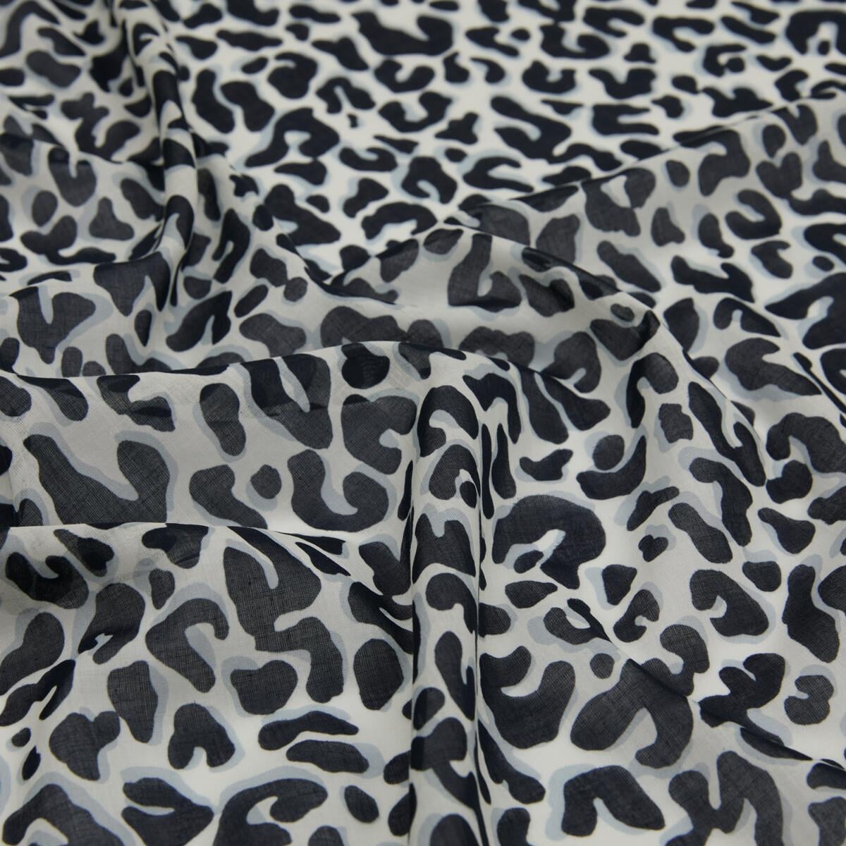 İpekevi Leopar Desenli Pamuk Eşarp 01414-Siyah