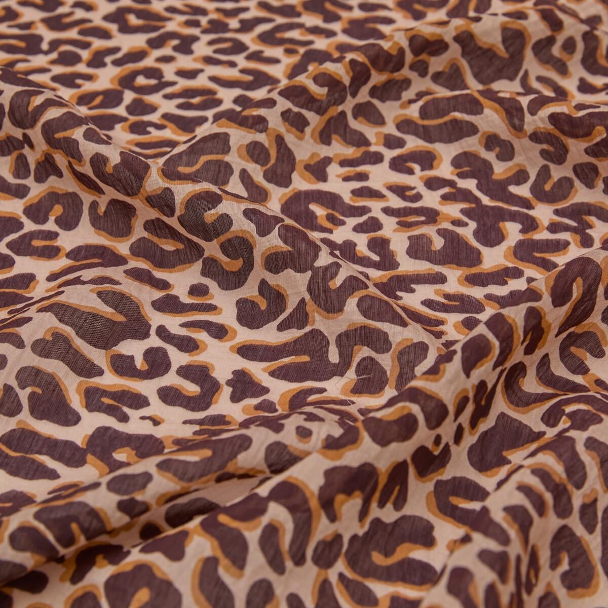 İpekevi Leopar Desenli Tensel Şal 02880-kahverengi