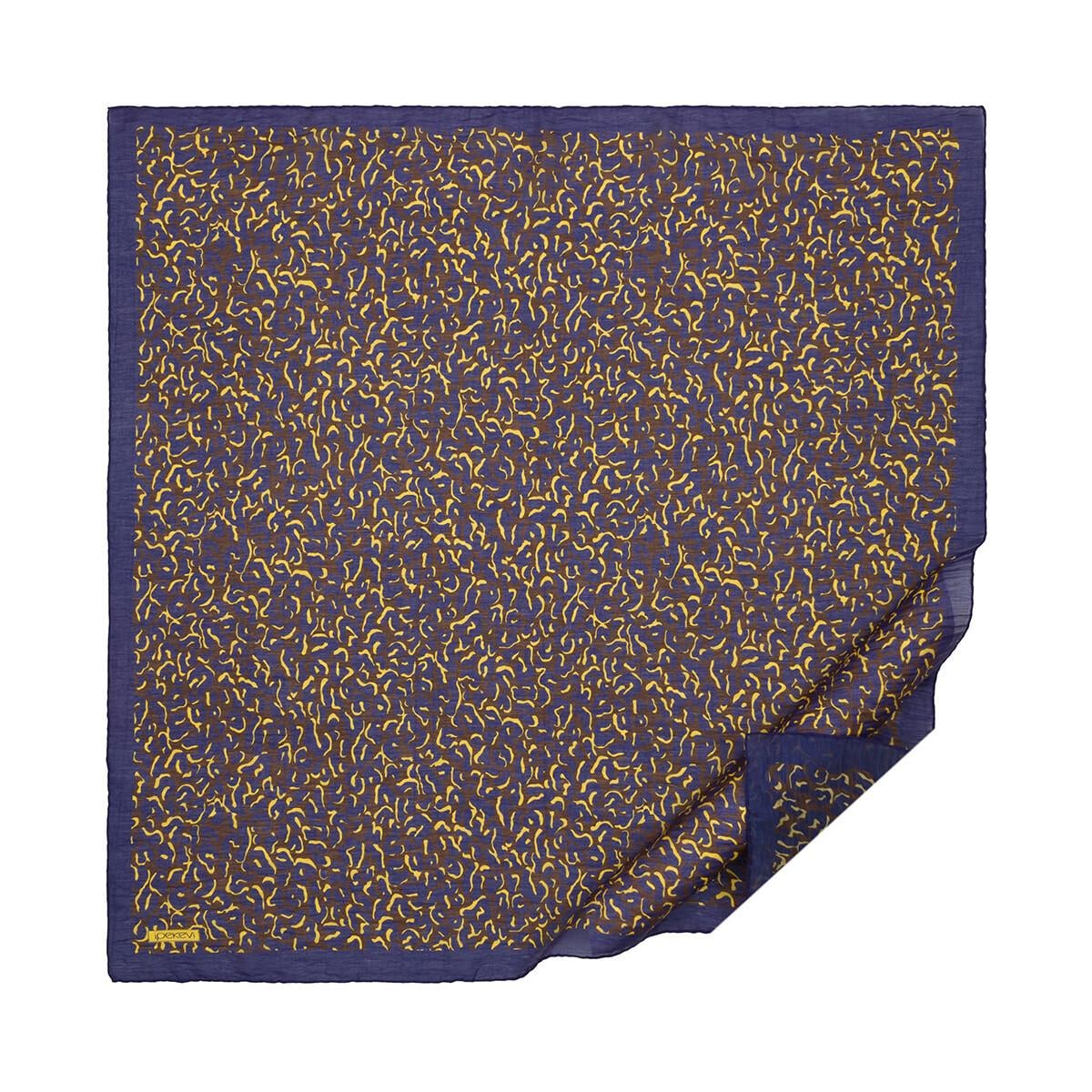 İpekevi Leopar Desenli Tensel Soft Eşarp 02218-Lacivert Mavi