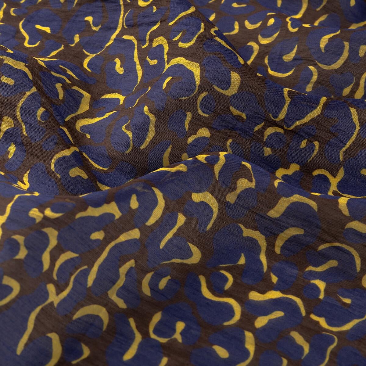 İpekevi Leopar Desenli Tensel Soft Eşarp 02218-Lacivert Mavi