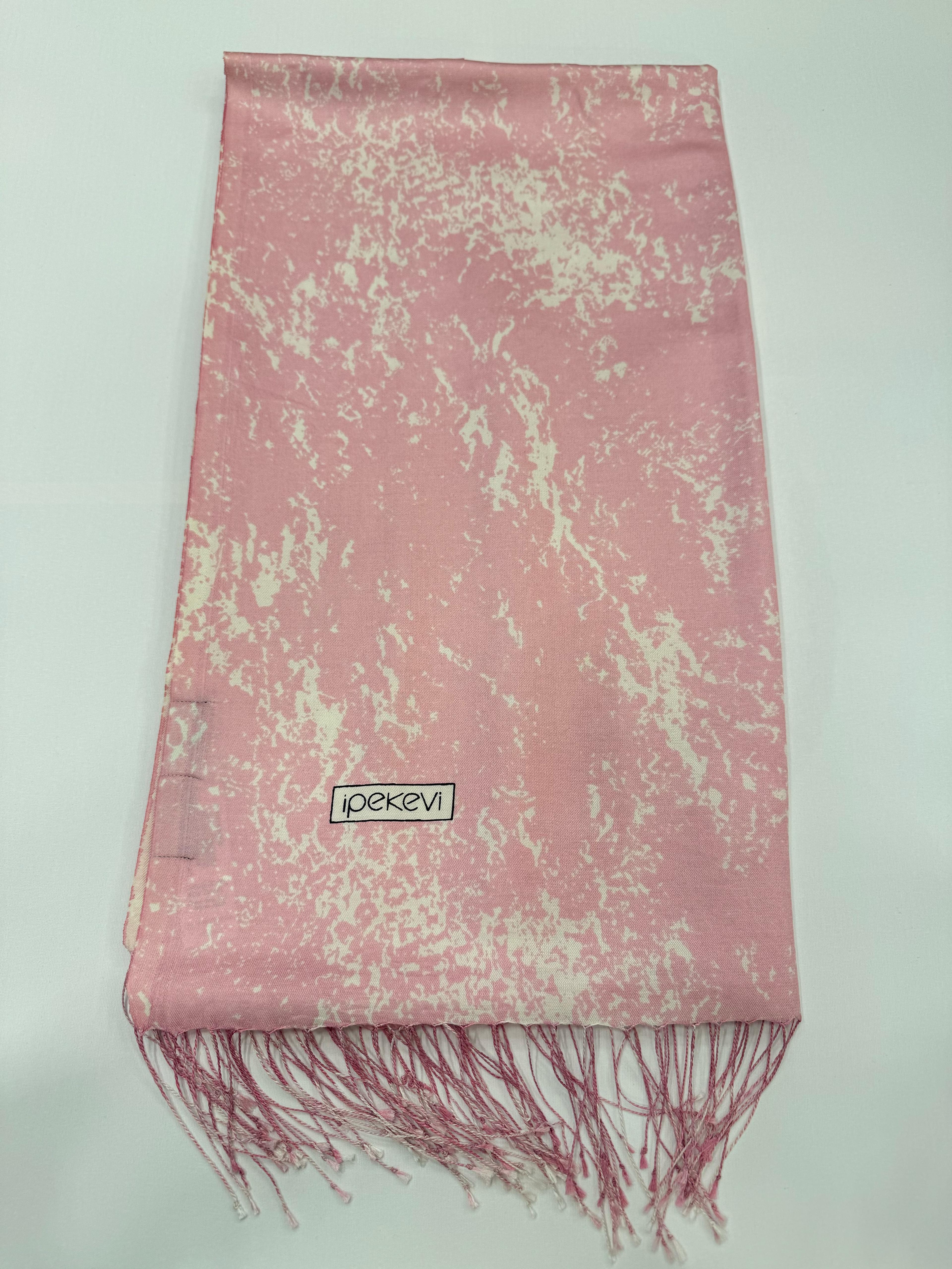 İpekevi Mermer Desenli İpek Şal 05246-Pembe