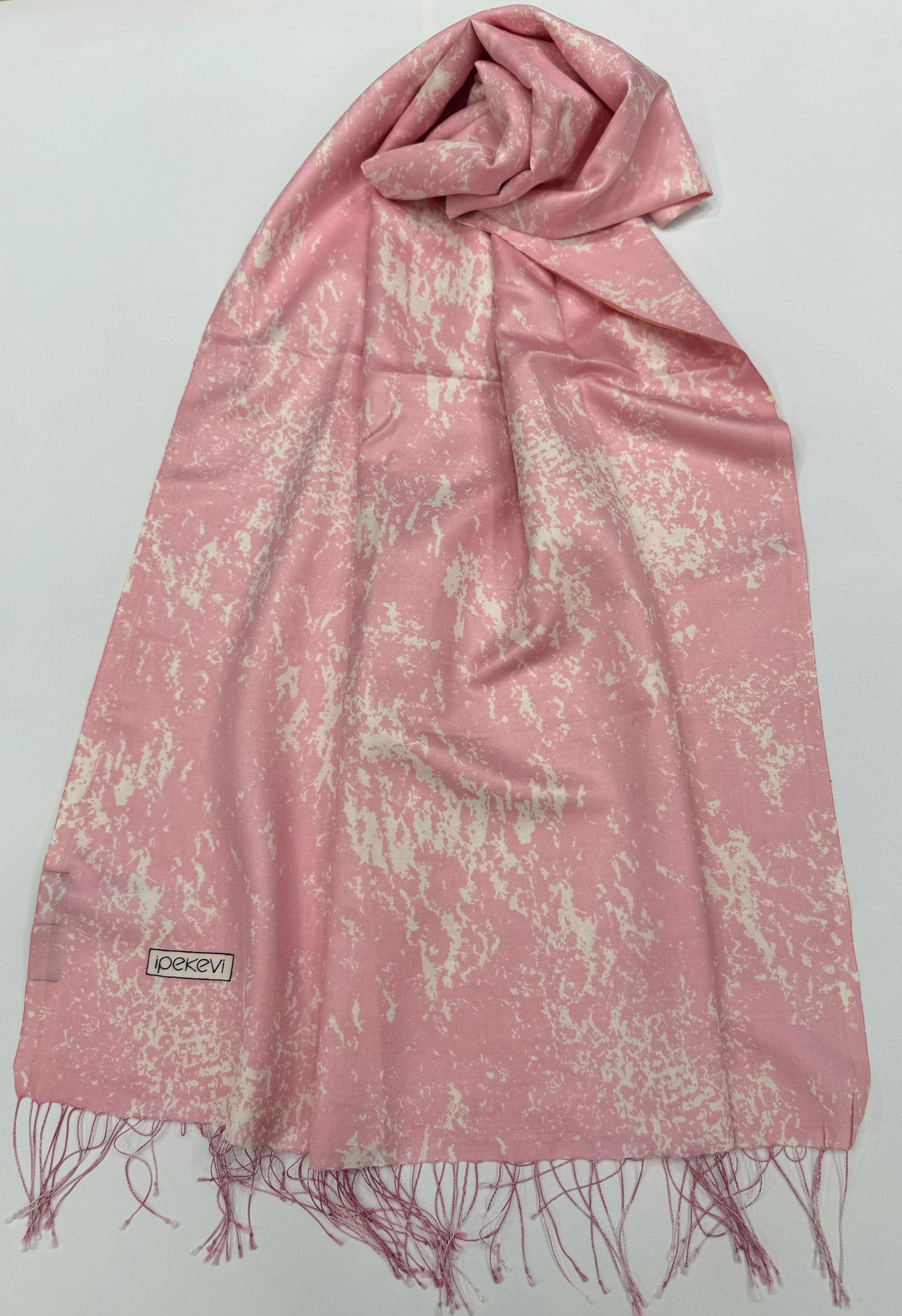 İpekevi Mermer Desenli İpek Şal 05246-Pembe