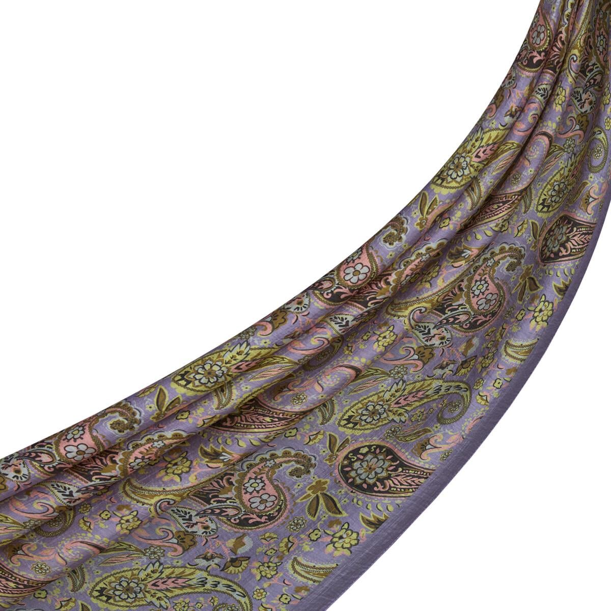 İpekevi Mezopotamya Desenli Tensel Şal 02889-Lila Sarı