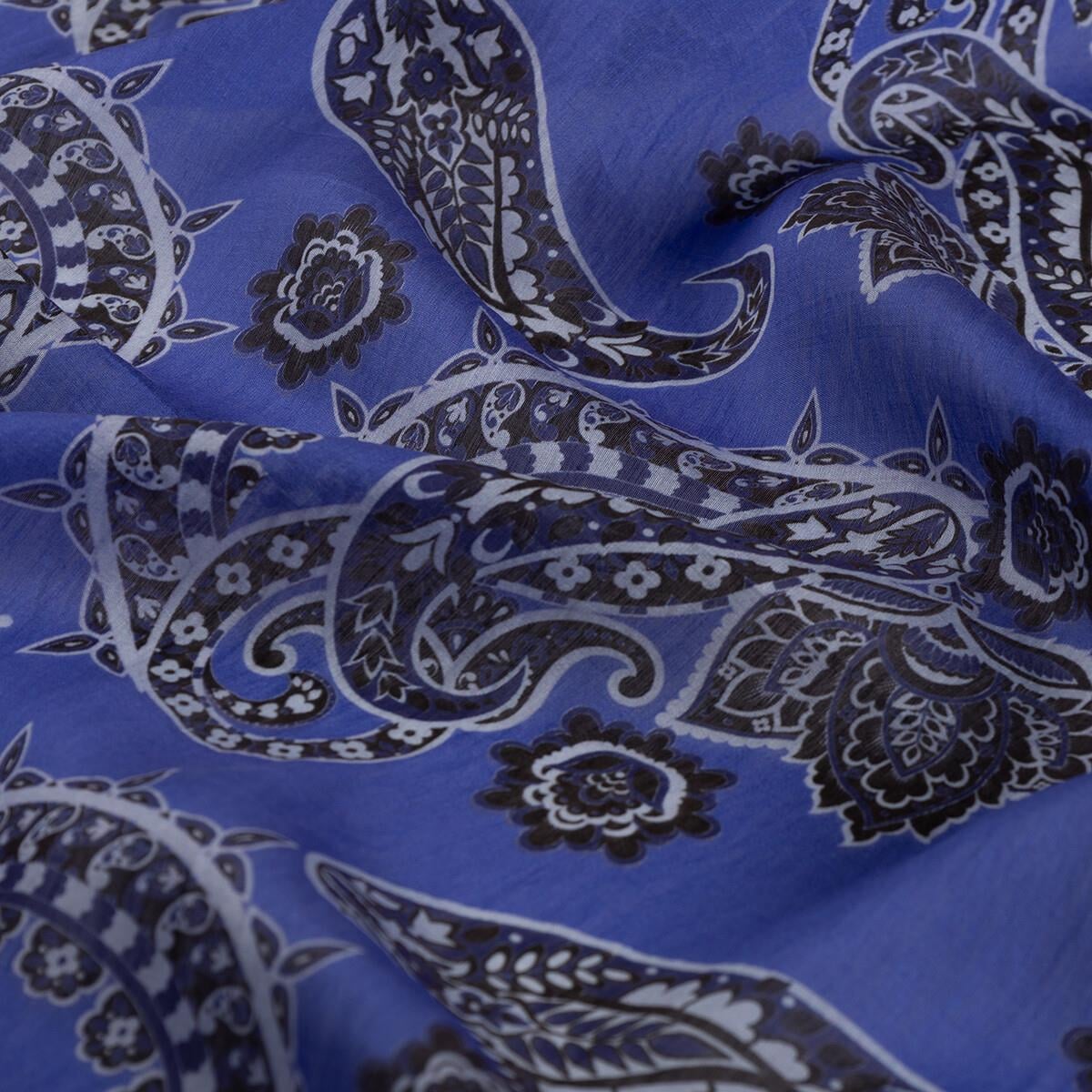 İpekevi Mezopotamya Model 04 Desenli Tensel Soft Eşarp 02227-Saks Mavi