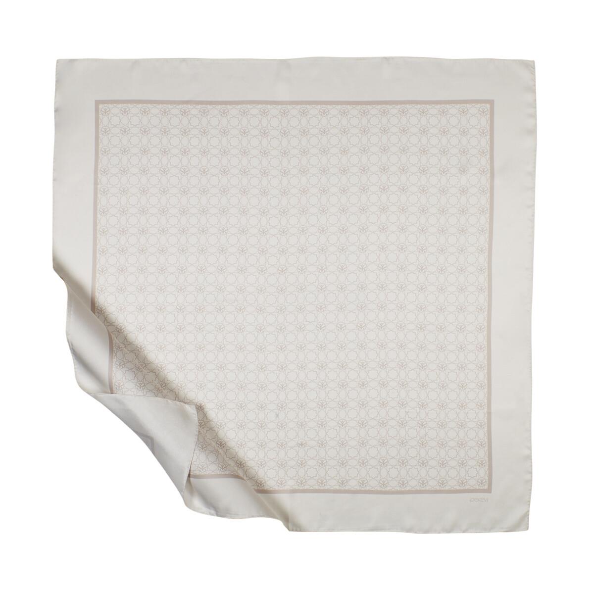 İpekevi Mini Seljuk Monogram Eşarp 01123-Krem