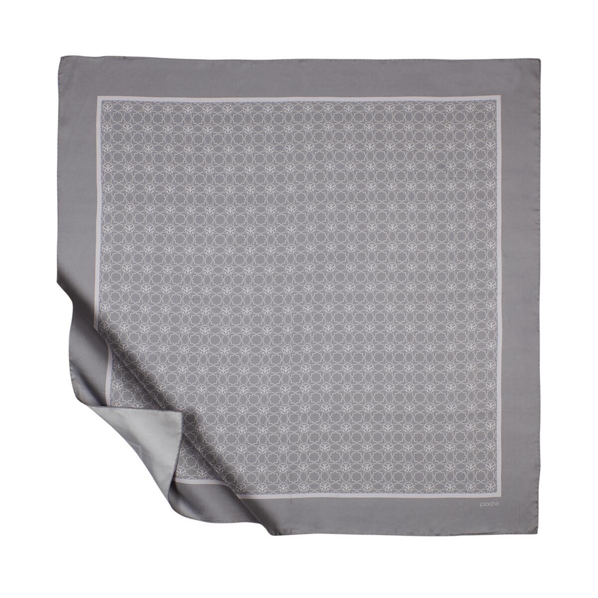 İpekevi Mini Seljuk Monogram Eşarp 01123-Gümüş