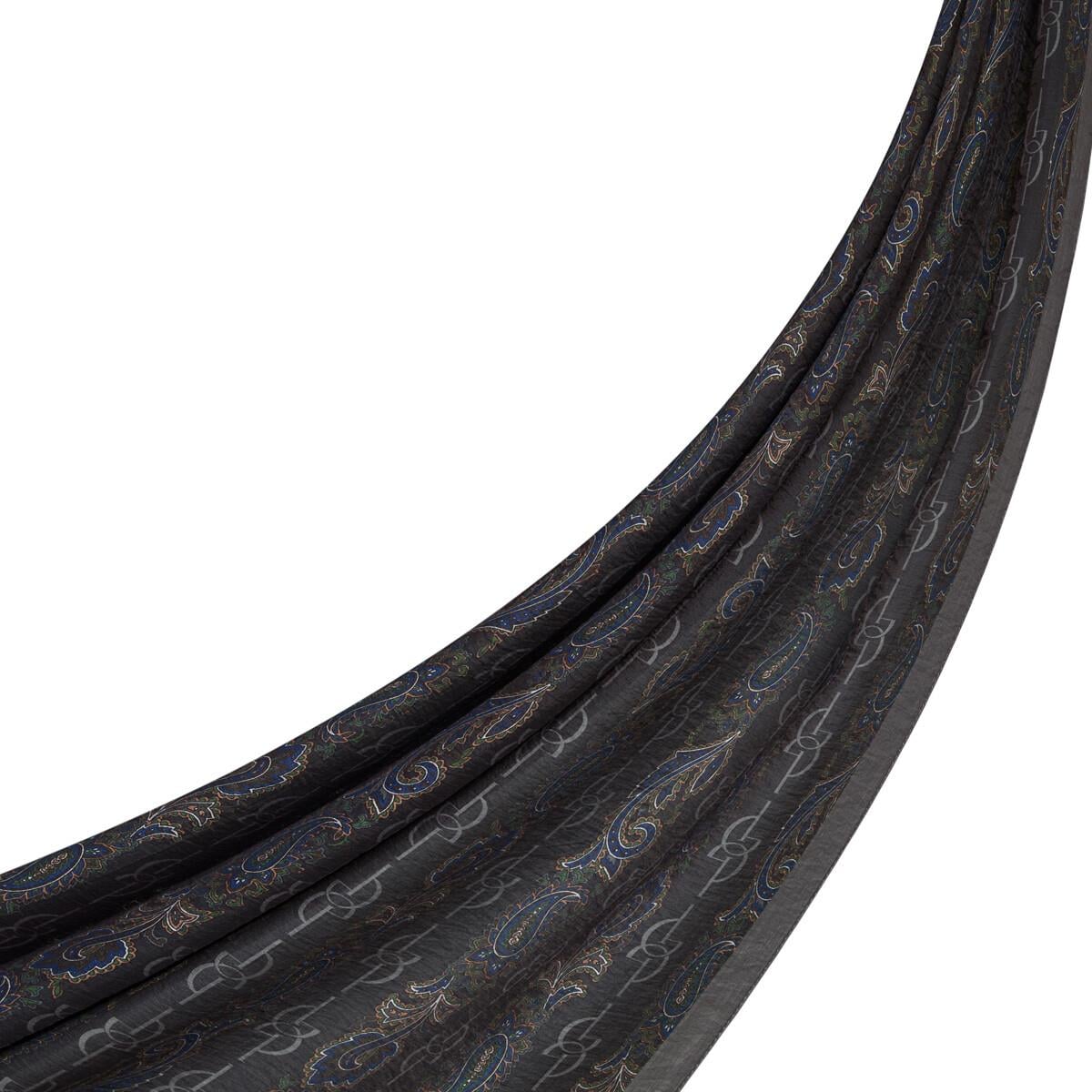 İpekevi Monogram Desenli Tensel Şal  02891-Füme Gri
