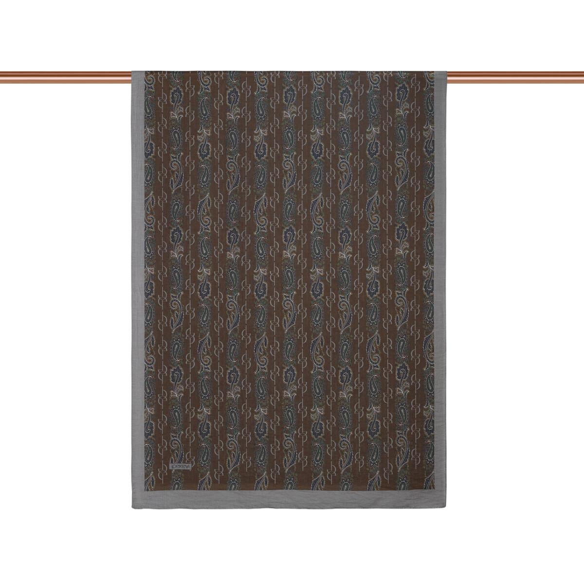 İpekevi Monogram Desenli Tensel Şal  02891-Acı Kahve Füme