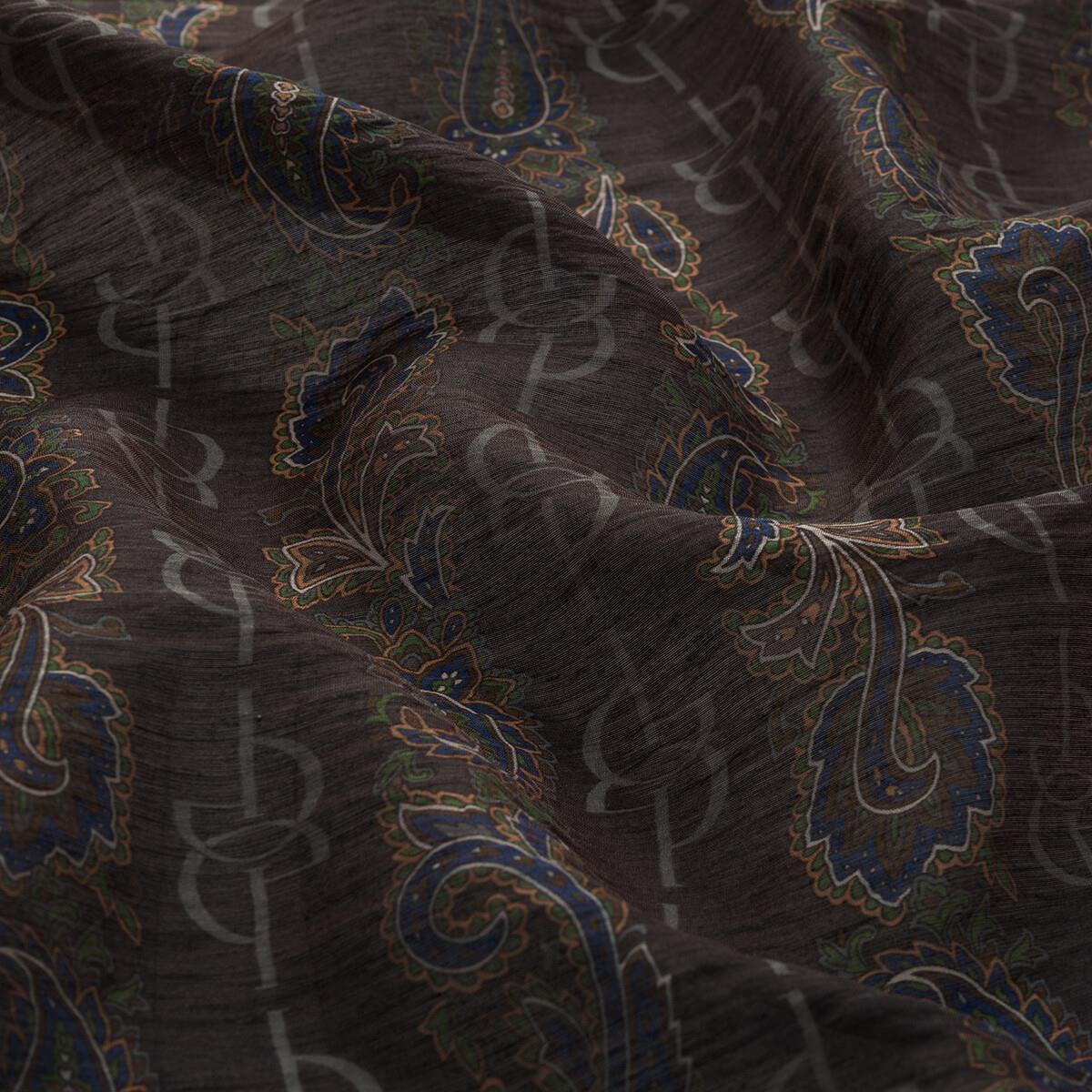 İpekevi Monogram Desenli Tensel Soft Eşarp 02217-Füme Gri