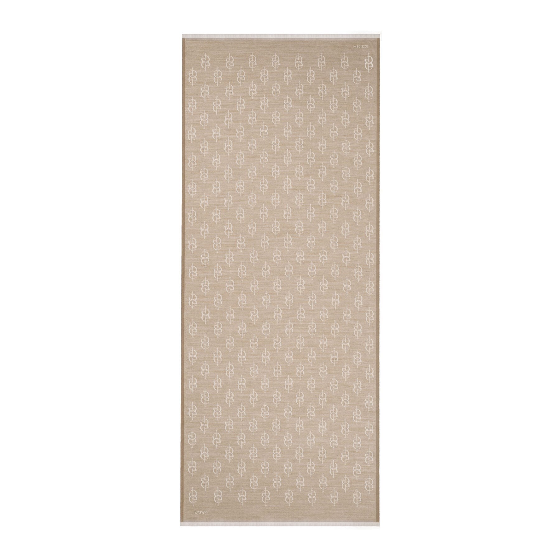 İpekevi Monogram Yün İpek Şal 09326-Kum Beji