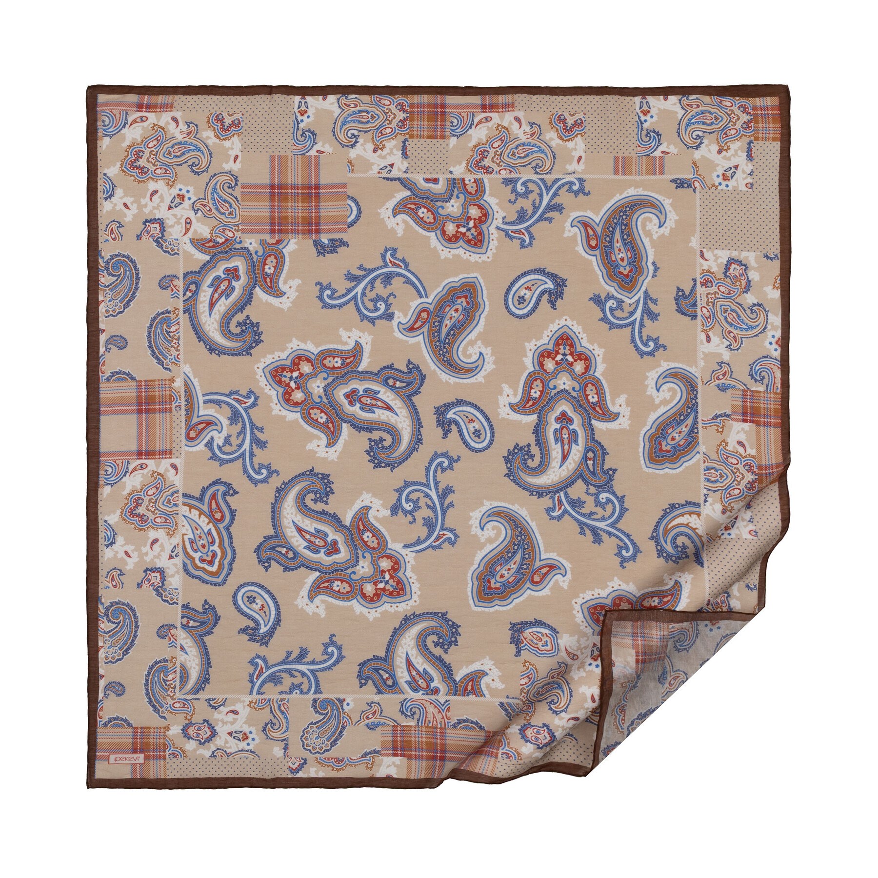 İpekevi Patchwork Desenli TenSoft Eşarp 03900-Nohut