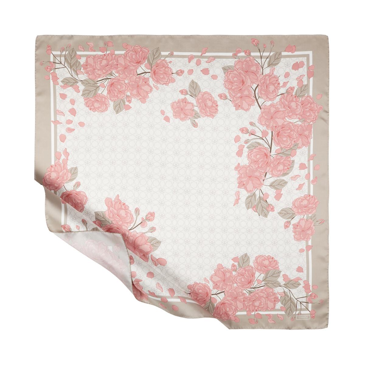 İpekevi Sakura Monogram Desenli Tivil İpek Eşarp 01198-Taş