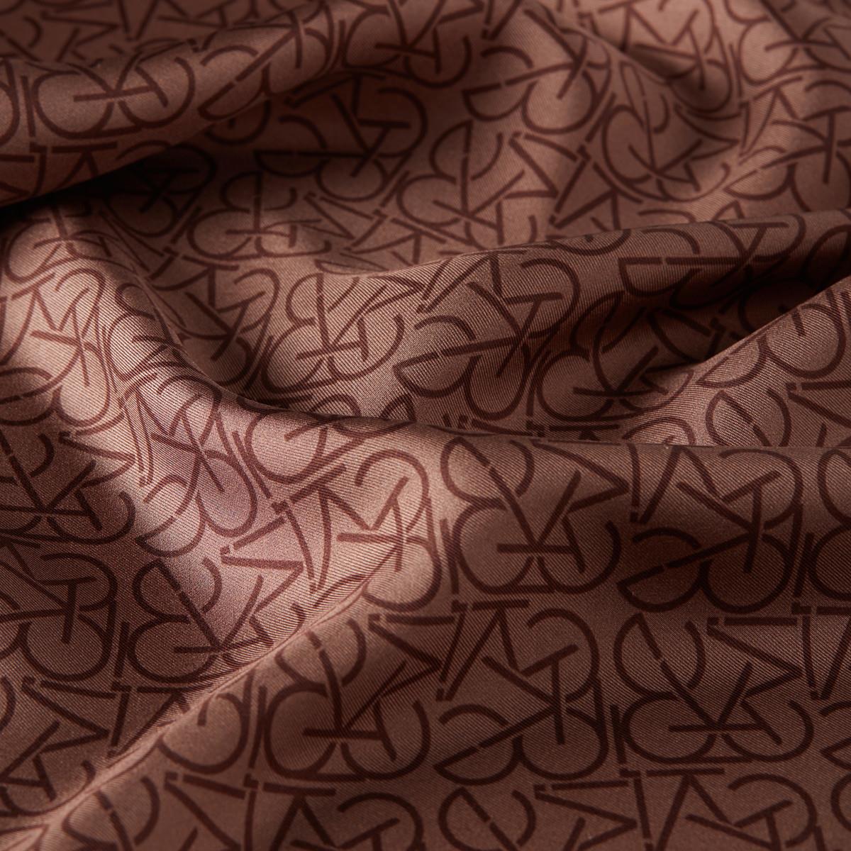 İpekevi Typo Monogram Tivil İpek Eşarp-Toprak
