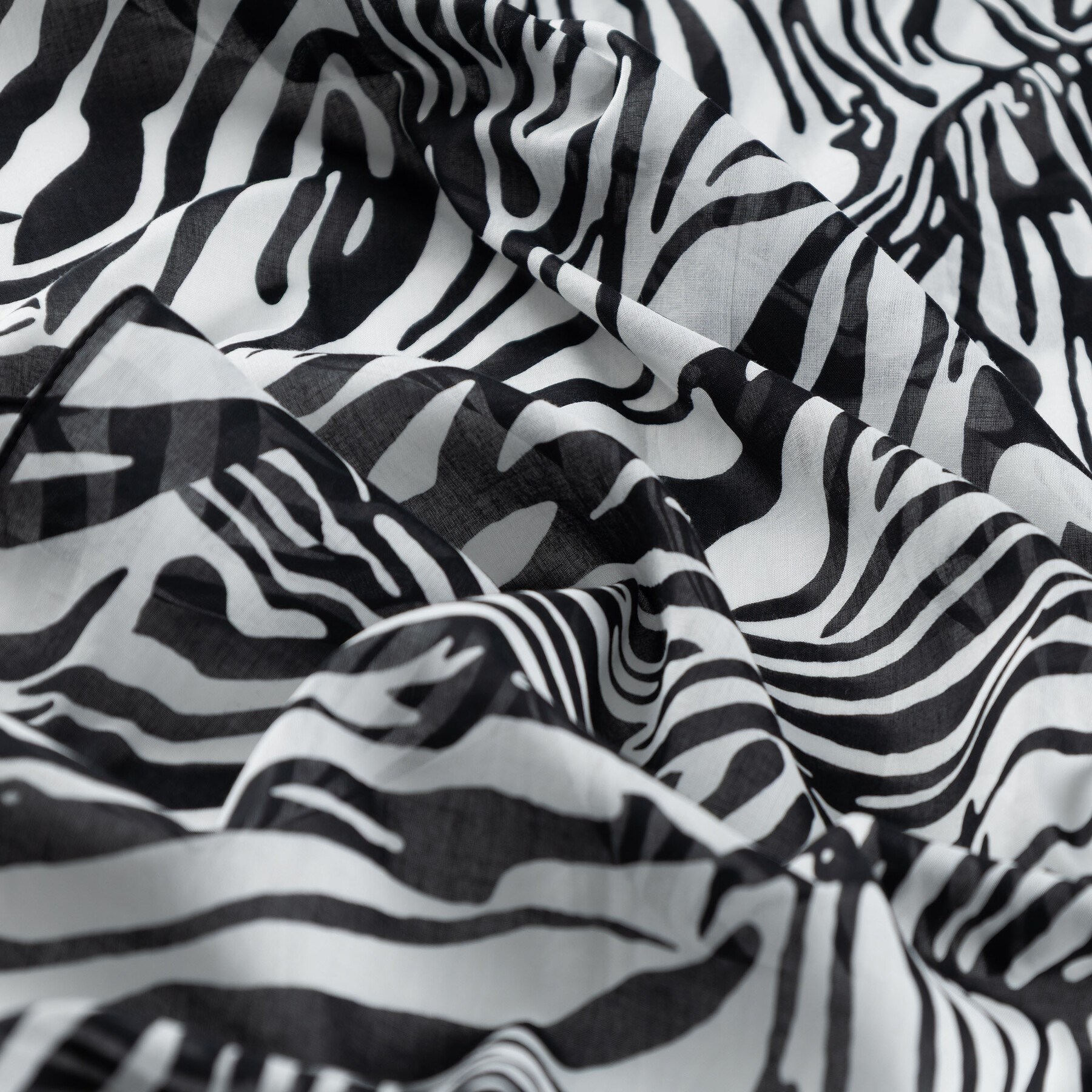 İpekevi Zebra Desenli Pamuk Şal 03059-Siyah Beyaz