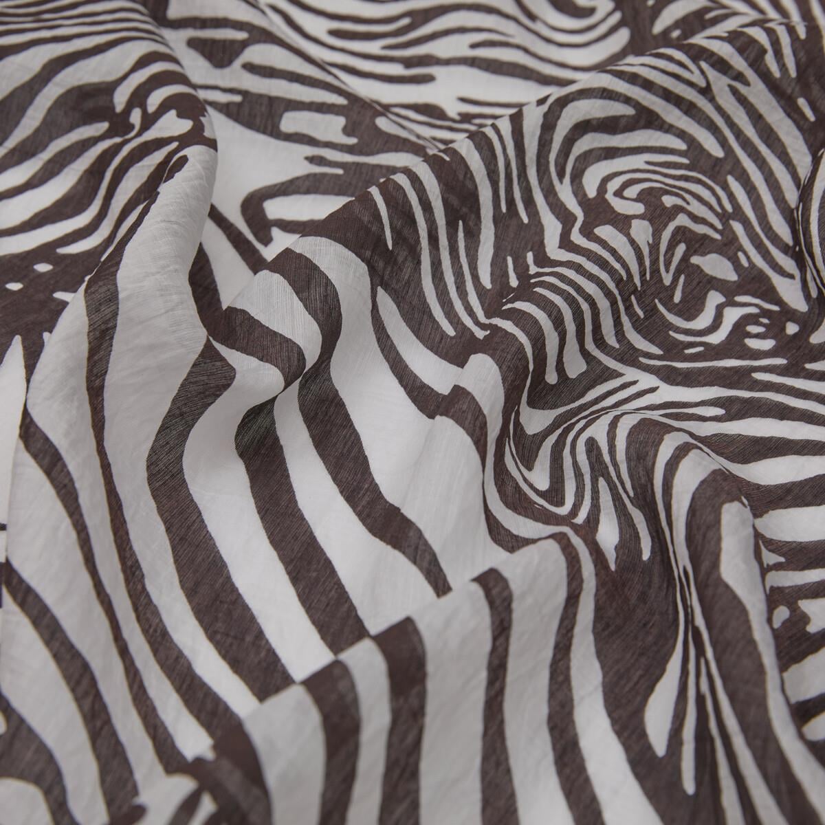 İpekevi Zebra Desenli Tensel Şal 02881-Siyah Beyaz