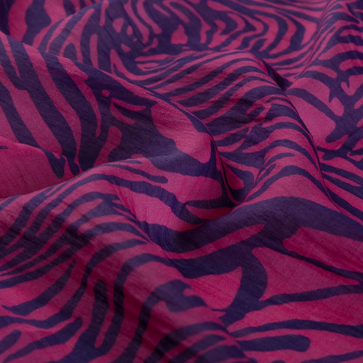 İpekevi Zebra Desenli Tensel Soft Eşarp 02236-Fuşya
