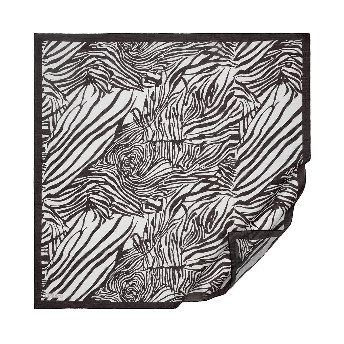 İpekevi Zebra Desenli Tensel Soft Eşarp 02236-Siyah Beyaz