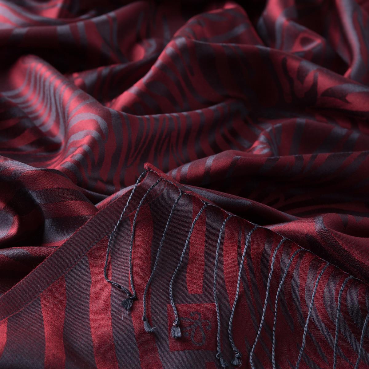 İpekevi Zebra Jakar Desenli İpek Şal 05139-Burgundy