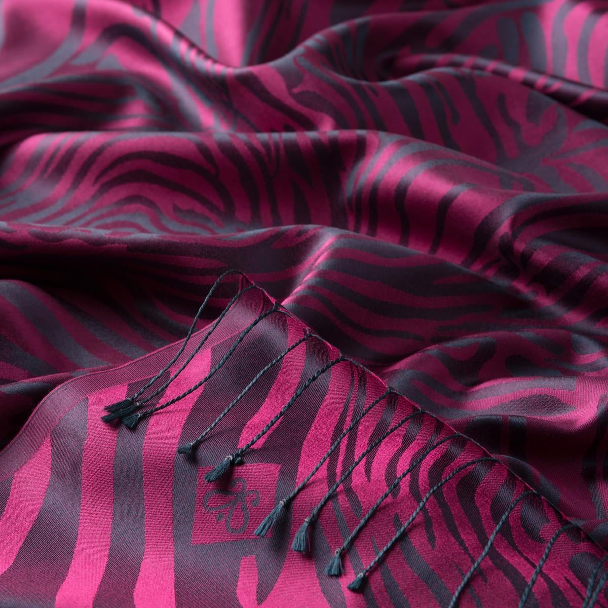 İpekevi Zebra Jakar Desenli İpek Şal 05139-Zakkum