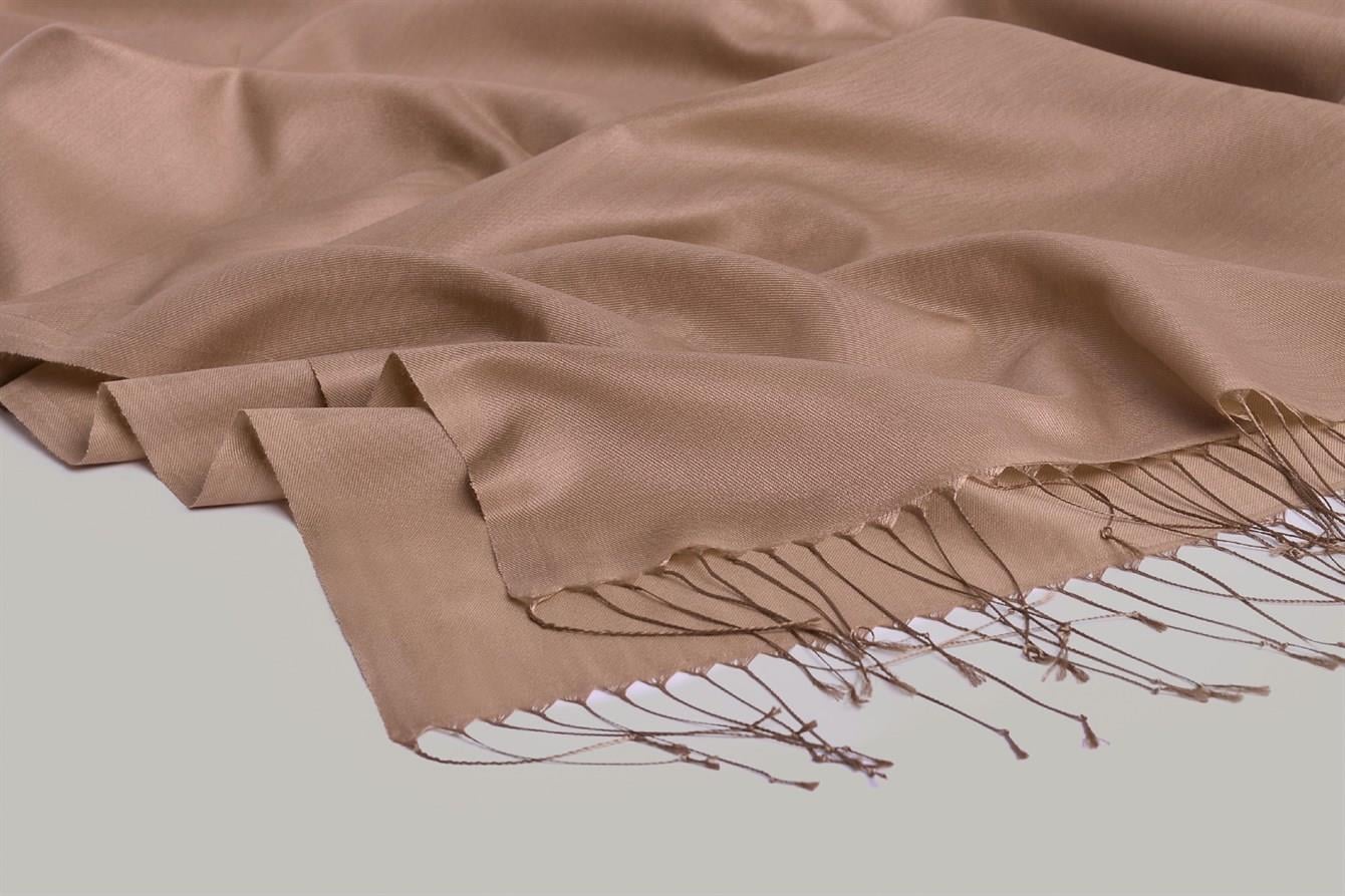 Kroren Düz Renk İpeksi Şal 4026-Camel
