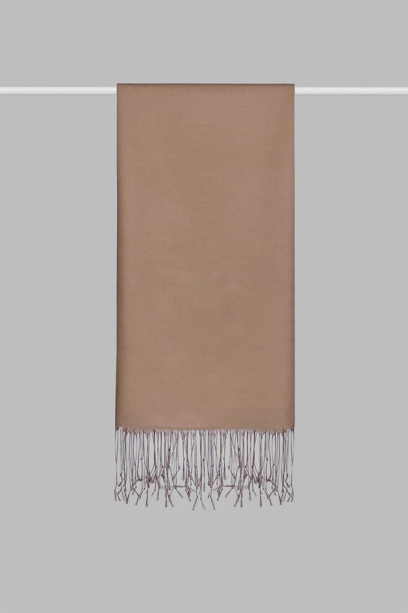 Kroren Düz Renk İpeksi Şal 4026-Camel
