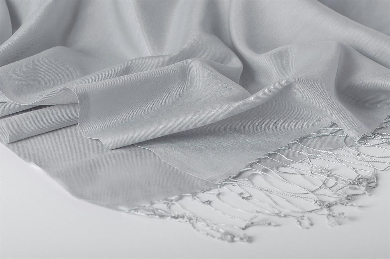 Kroren Düz Renk İpeksi Şal 4026-Gümüş